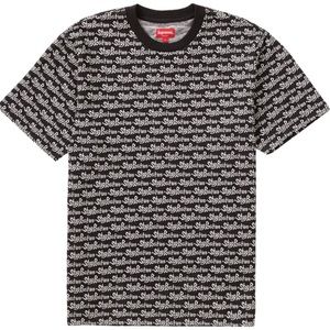 SUPREME black and white jacquard *STAY POSITIVE* shirt, size M